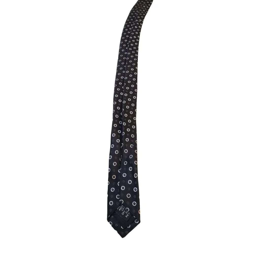 George Luxury 100%‎ Silk Black Circle Polka Dot Neck Tie Business Church Wedding
